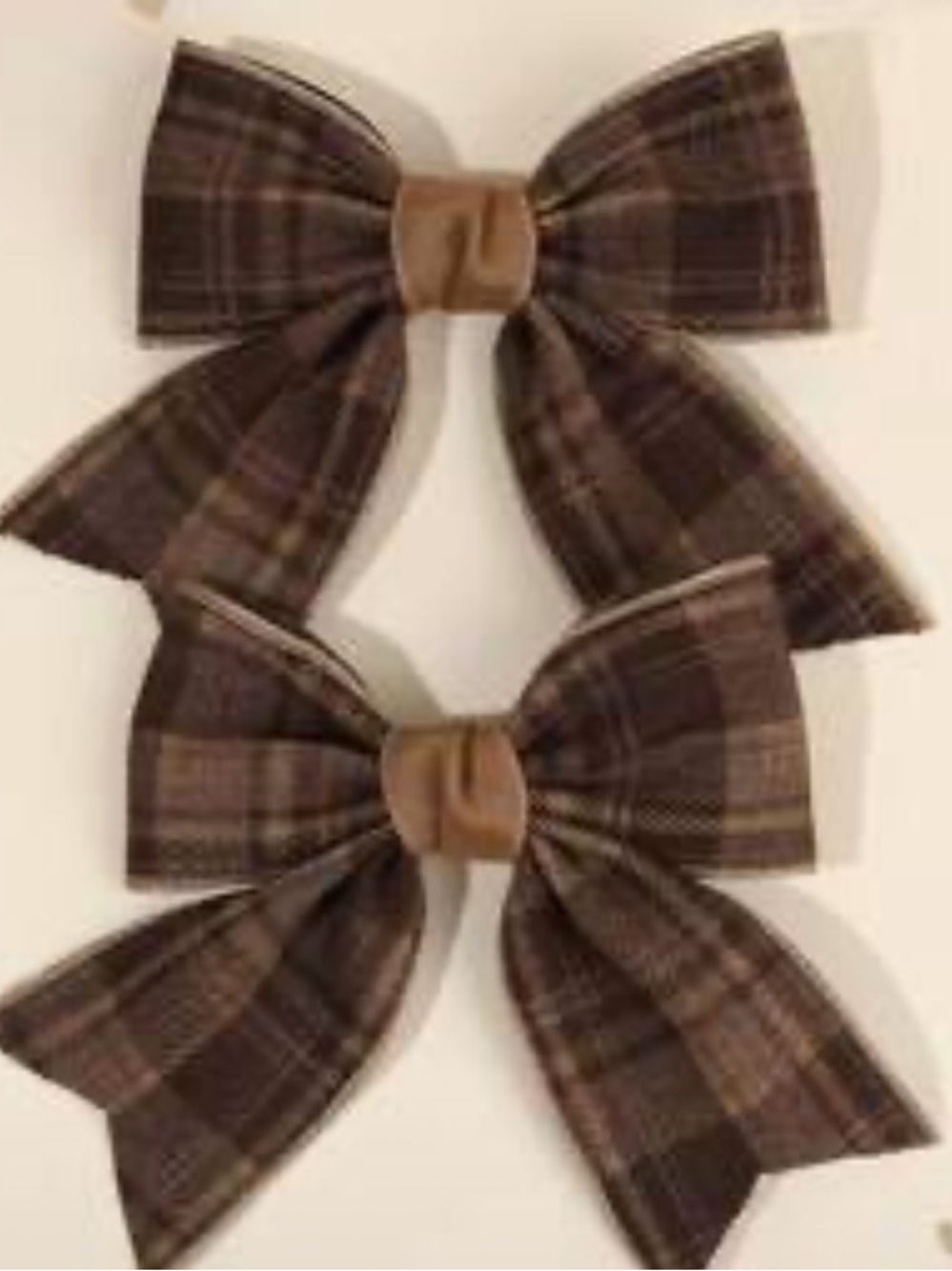 Brown Plaid Decorative Bows - Set of 2